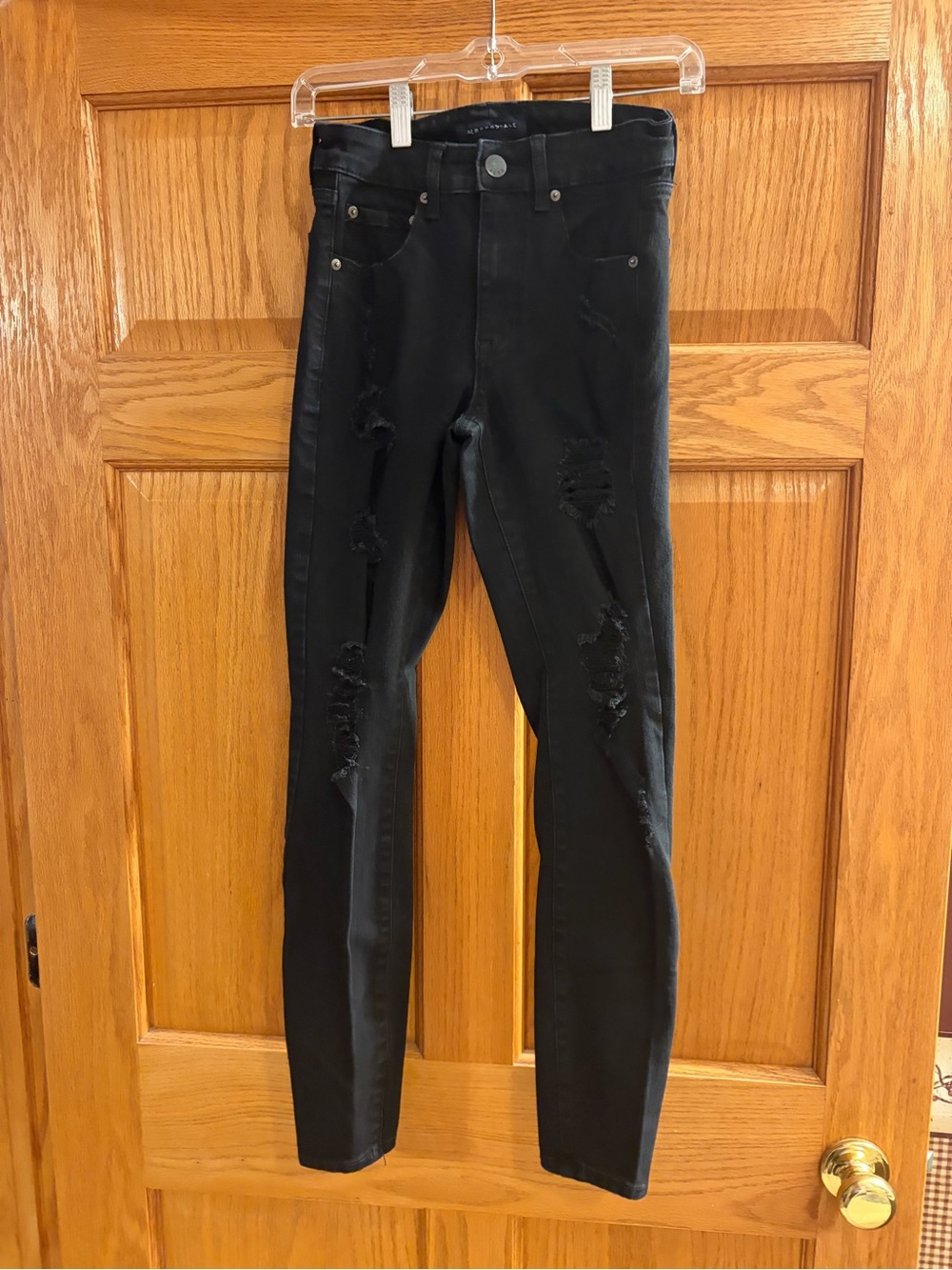 Aeropostale Black Distressed Skinny Jeans